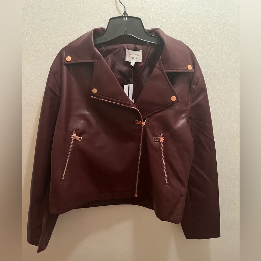 NWT Burgundy Leather Jacket